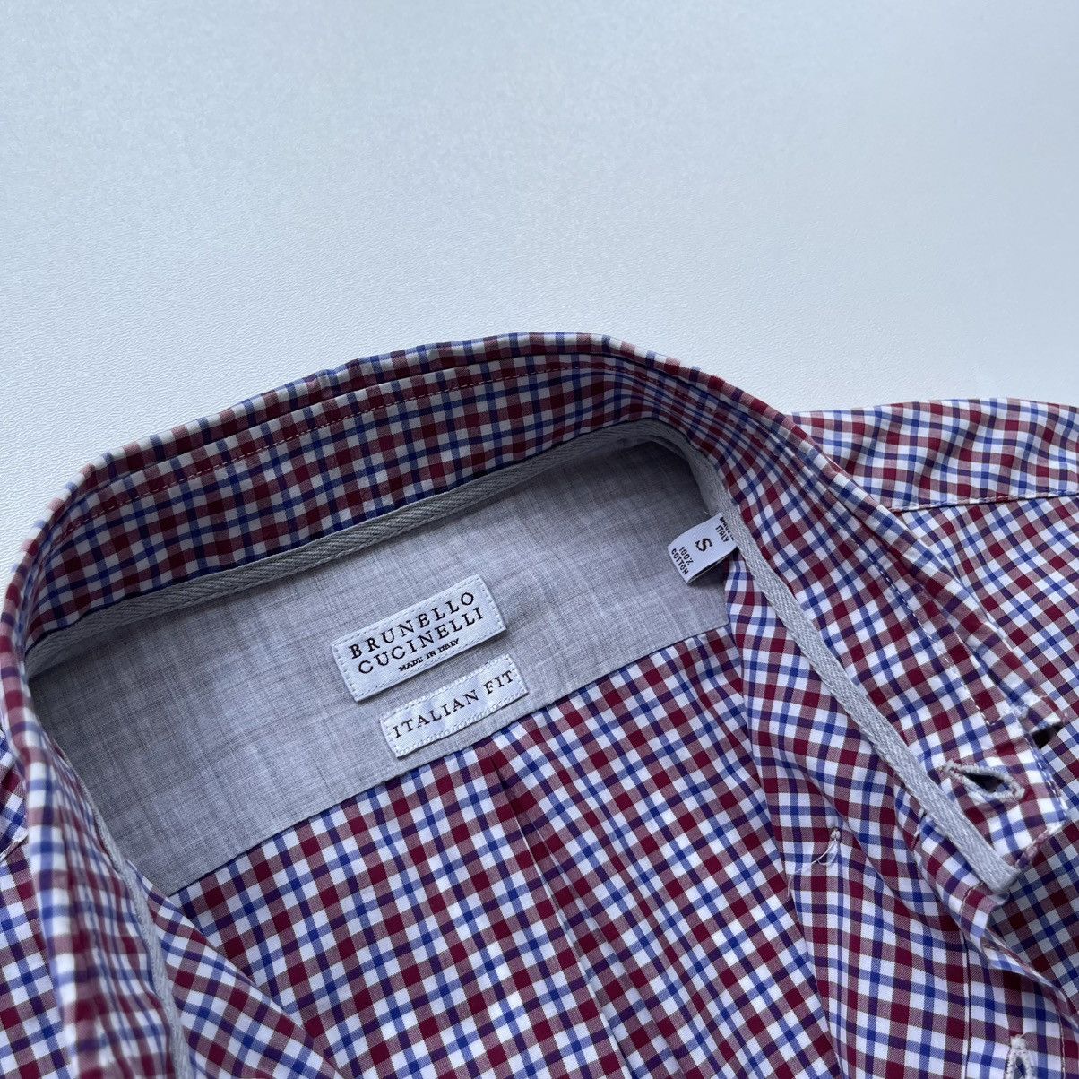 Brunello Cucinelli Brunello Cucinelli Italian Fit Checked Button Ups Shirt Red Size US S / EU 44-46 / 1 - 9 Thumbnail