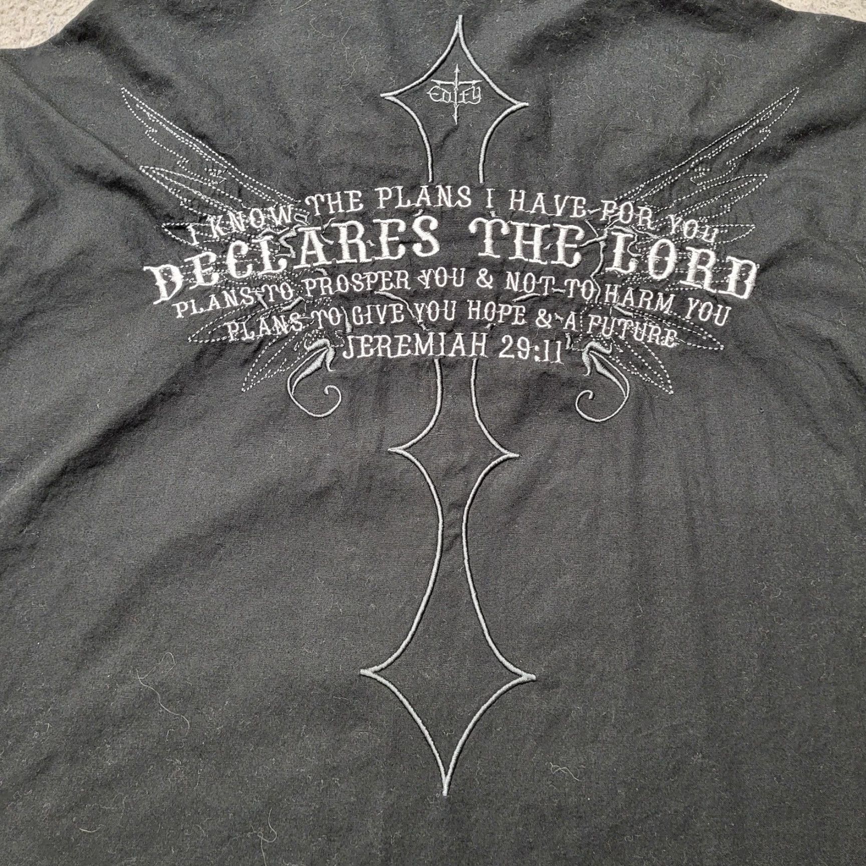 Vintage Edify Black Shirt Men’s Large Snap Down Jeremiah 29:11 Embroidered Western Shirt Mens Casual Western Size US L / EU 52-54 / 3 - 2 Thumbnail