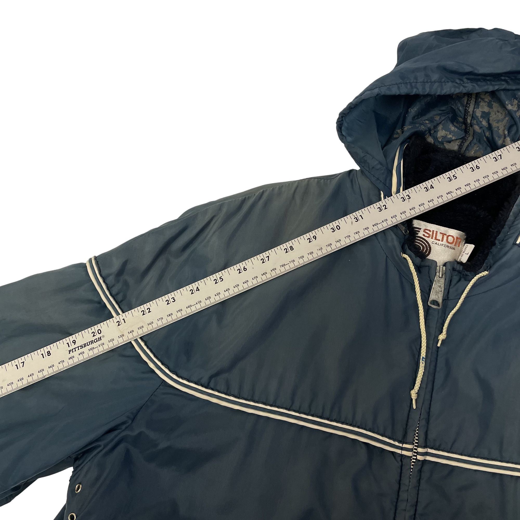 Other Vtg Silton Blue Nylon FLEECE Lined Coat Hooded Chore Jacket Size US L / EU 52-54 / 3 - 7 Thumbnail