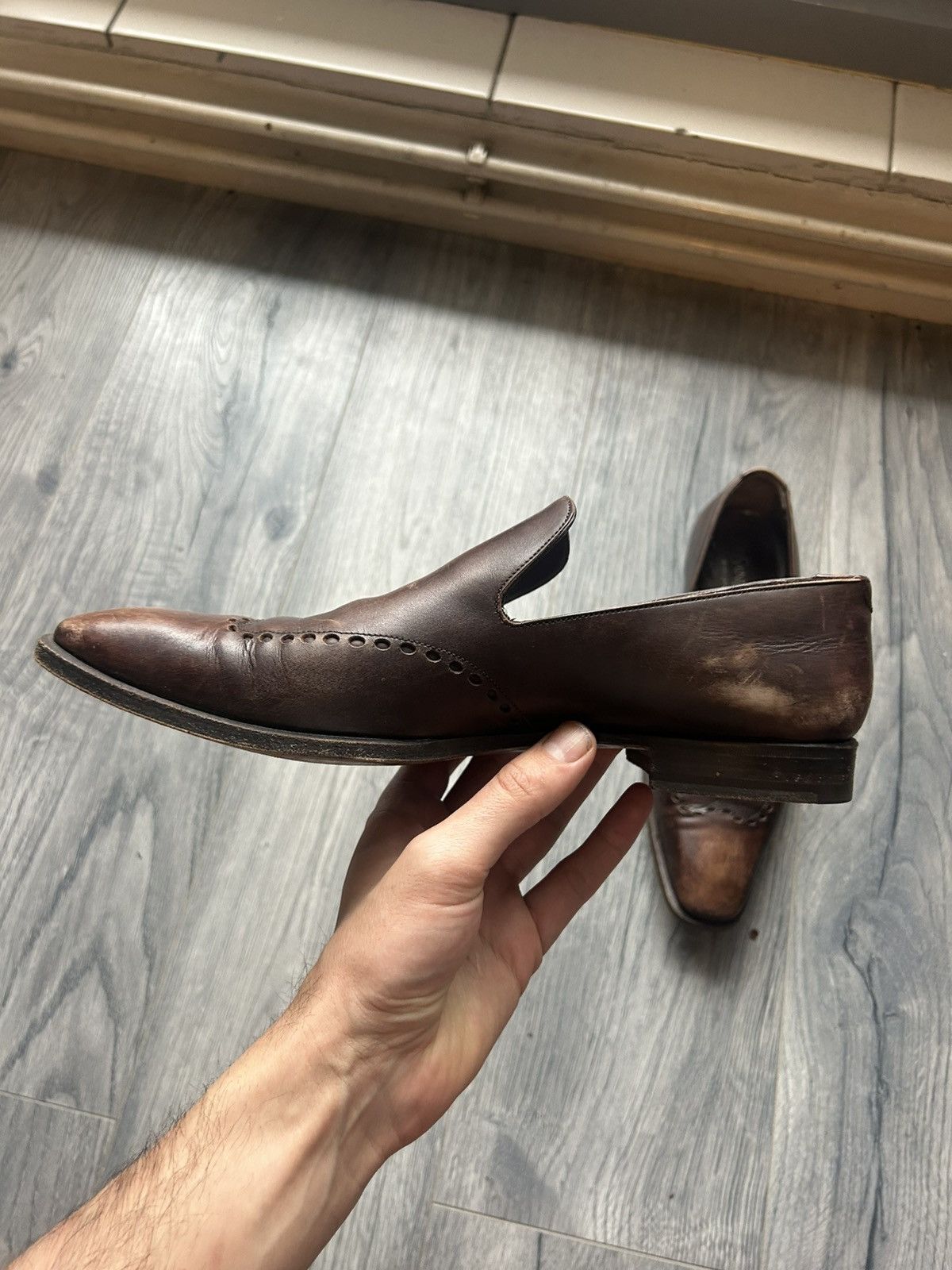 Yves Saint Laurent Brown Leather Slip-On Loafers Size US 9 / EU 42 - 10 Thumbnail
