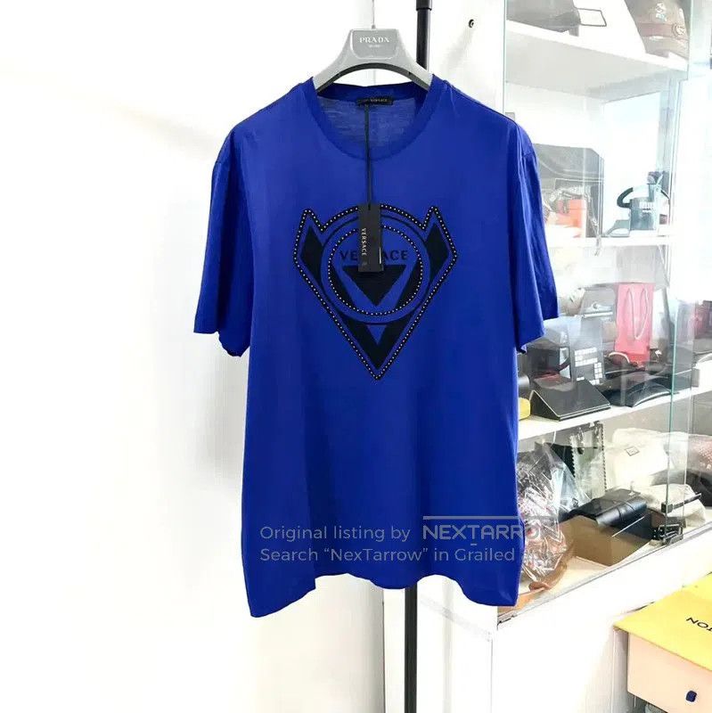 Versace Versace Summer Blue Cotton Men’s T-Shirt . Size US L / EU 52-54 / 3 - 1 Thumbnail