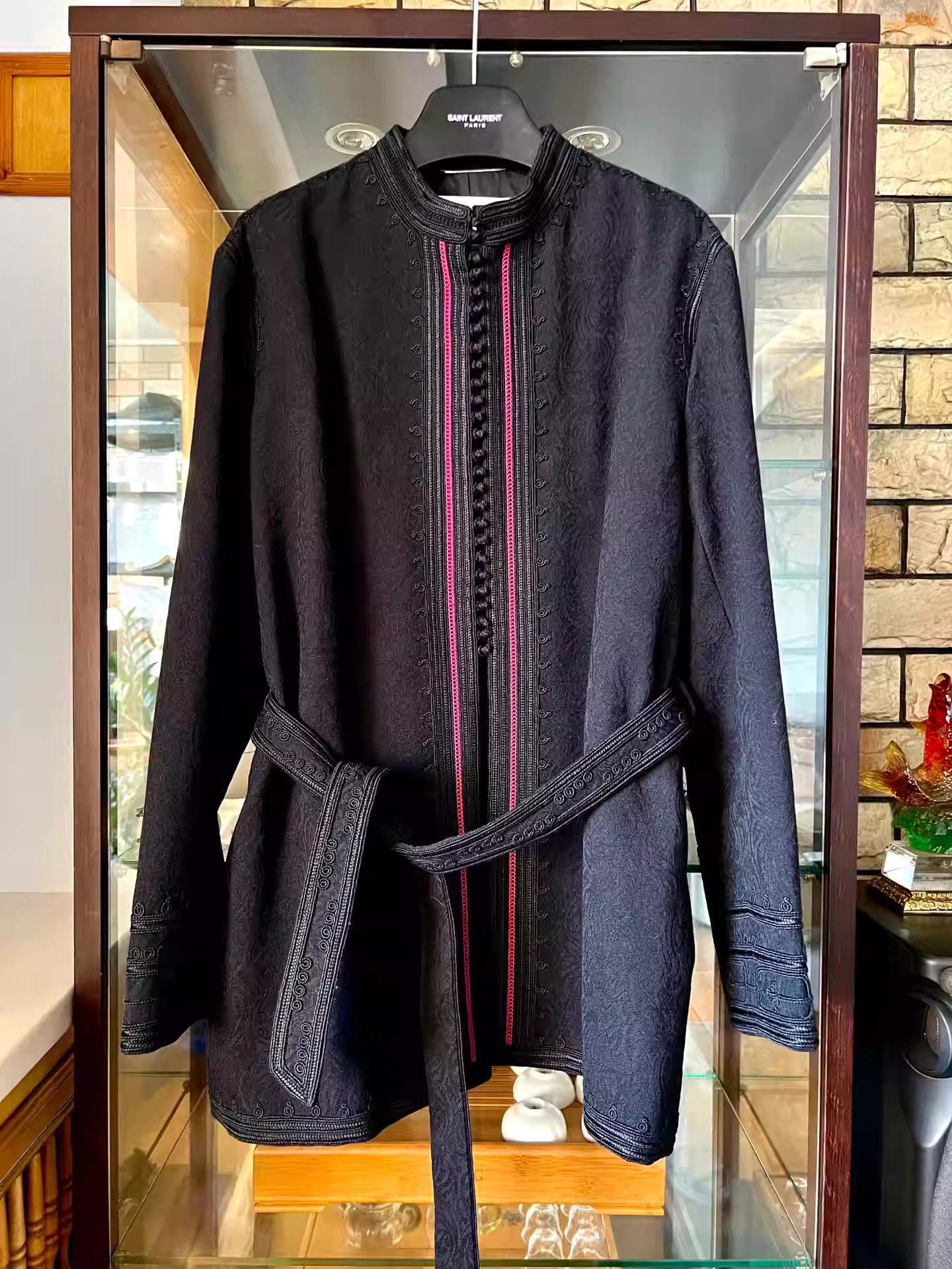 Saint Laurent Paris Saint Laurent Black Henley Collar Sculpted Jacket Size US M / EU 48-50 / 2 - 1 Thumbnail
