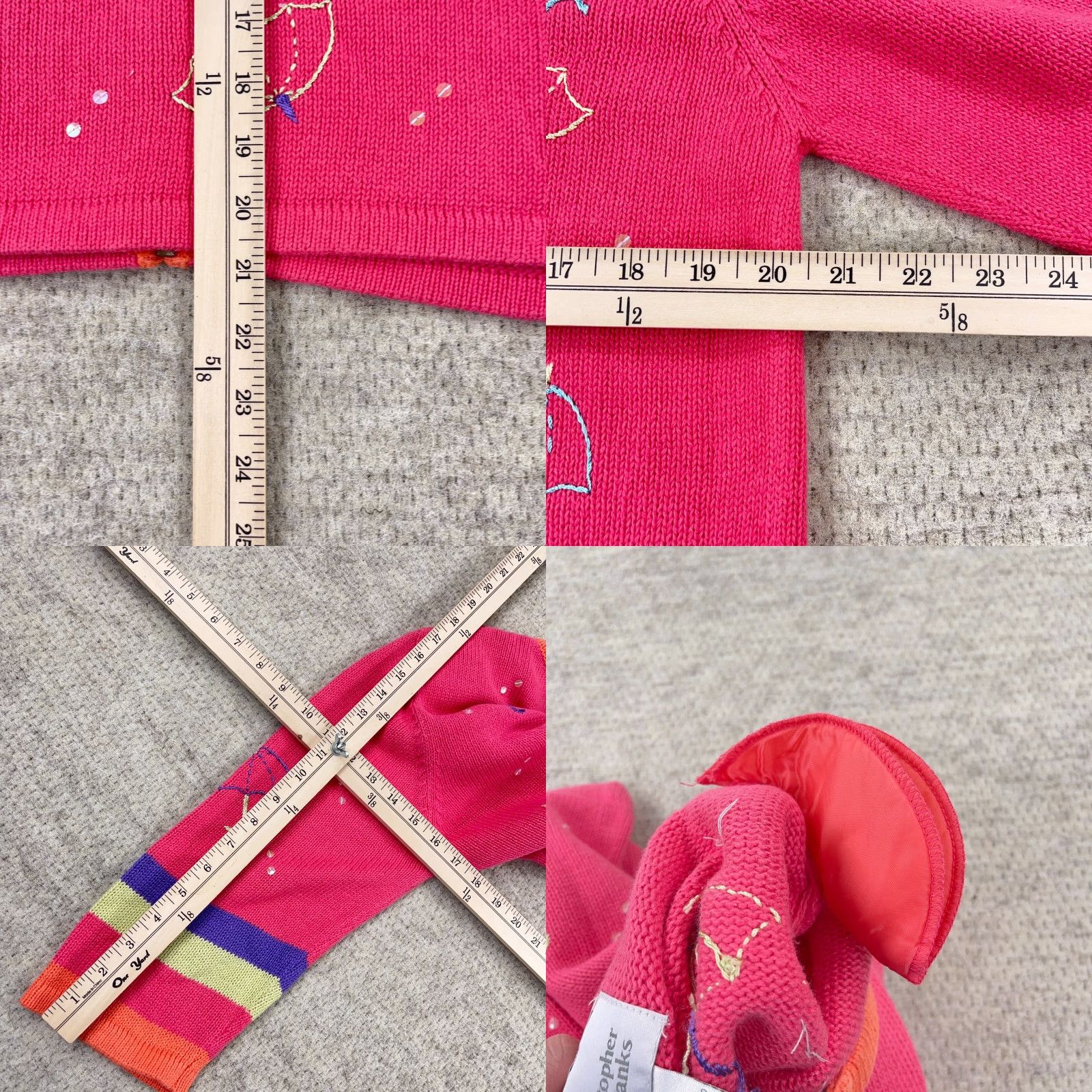 Vintage VINTAGE Christopher & Banks Cardigan Sweater Women M Pink Umbrella Full Zip Geometric Knit Pattern 90s/Classic Indoor Outdoor Casual Size M / US 6-8 / IT 42-44 - 8 Thumbnail