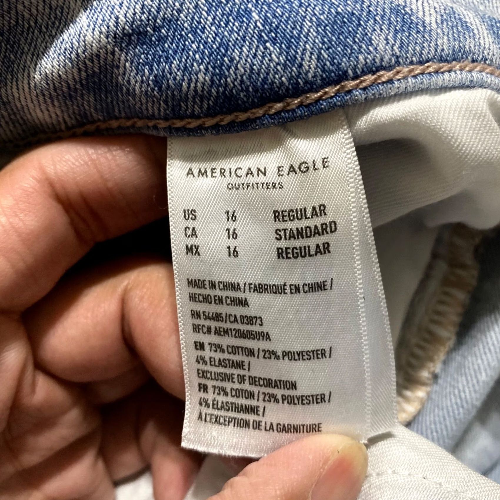 American Eagle Outfitters American Eagle Outfitters Jeans Womens 16 Blue Denim Medium Wash High Rise Jegging Distressed Stretch Size 38" / US 16 / IT 52 - 5 Thumbnail