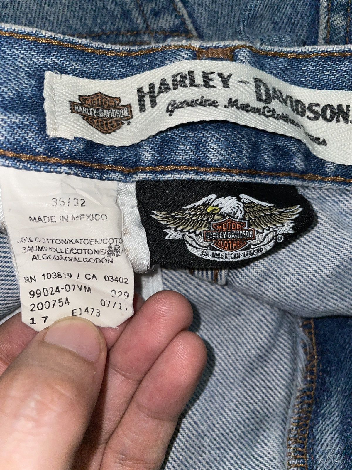 Harley Davidson × Vintage Vintage Harley Davidson Denim Jeans Distressed Condition Size US 35 - 3 Thumbnail