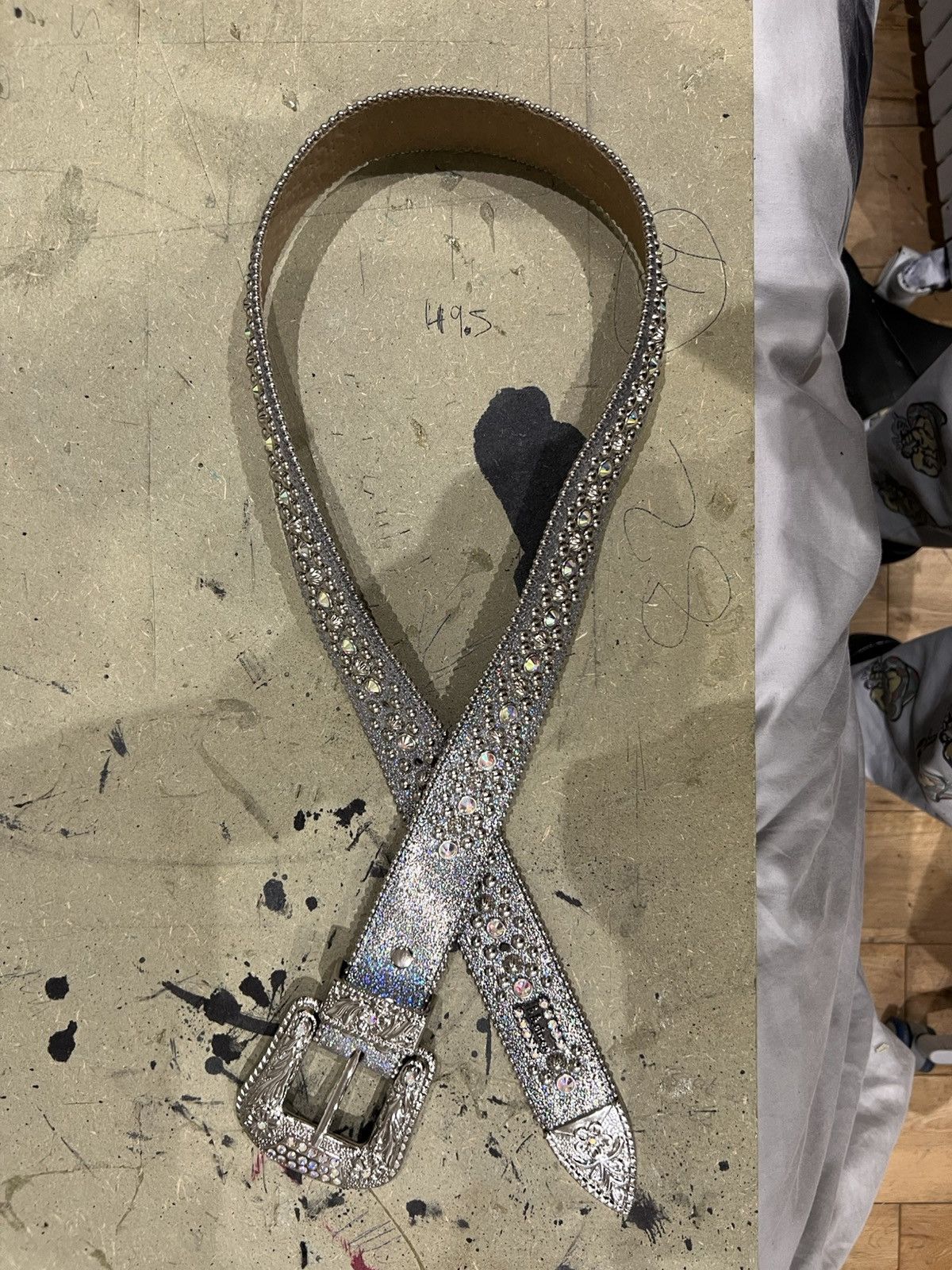 B.B. Simon Bb Simmons belt silver leather belt Size ONE SIZE - 5 Thumbnail