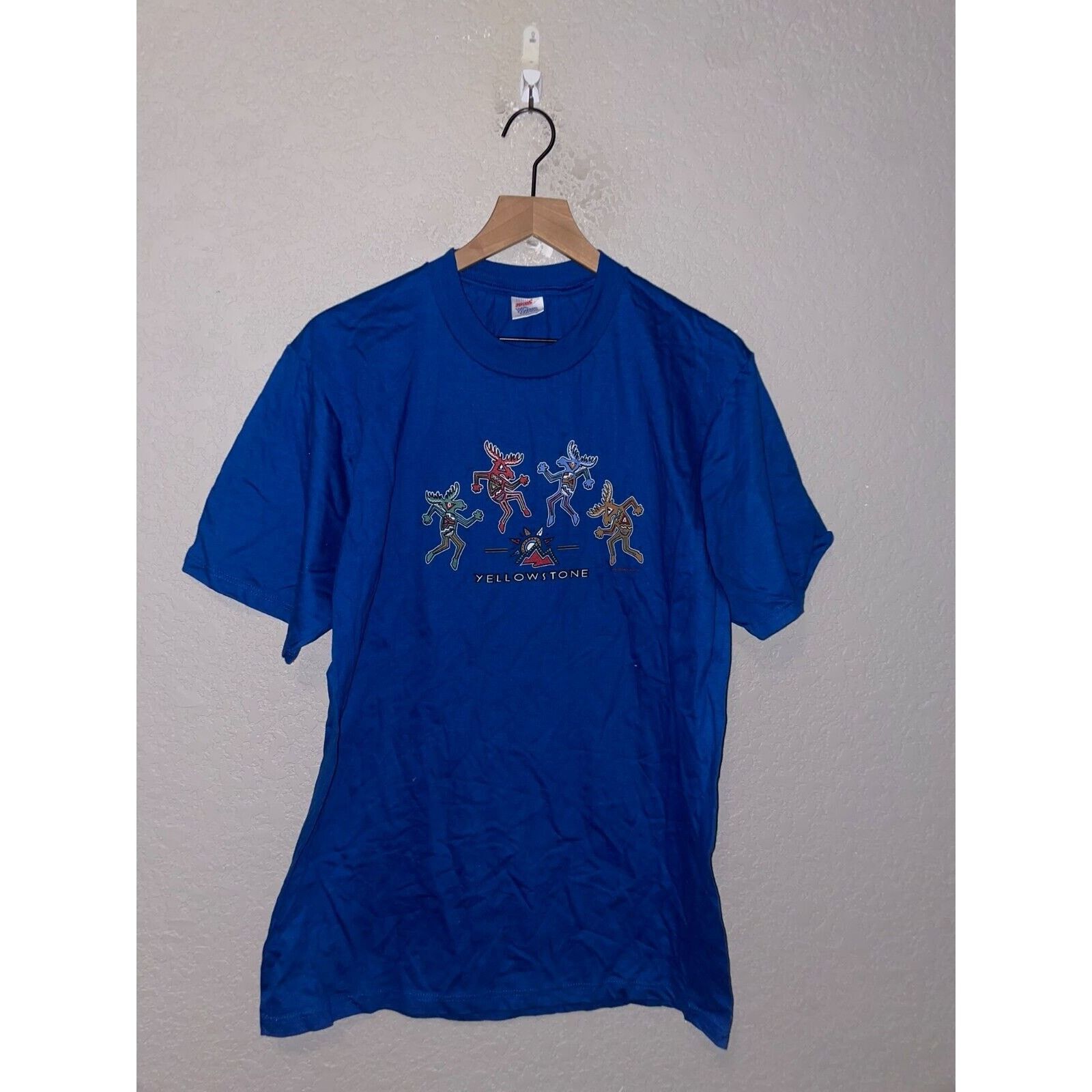 Jerzees Vintage Moose Art Shirt Yellowstone Dancing Animal Tee 90s L Size US L / EU 52-54 / 3 - 1 Thumbnail