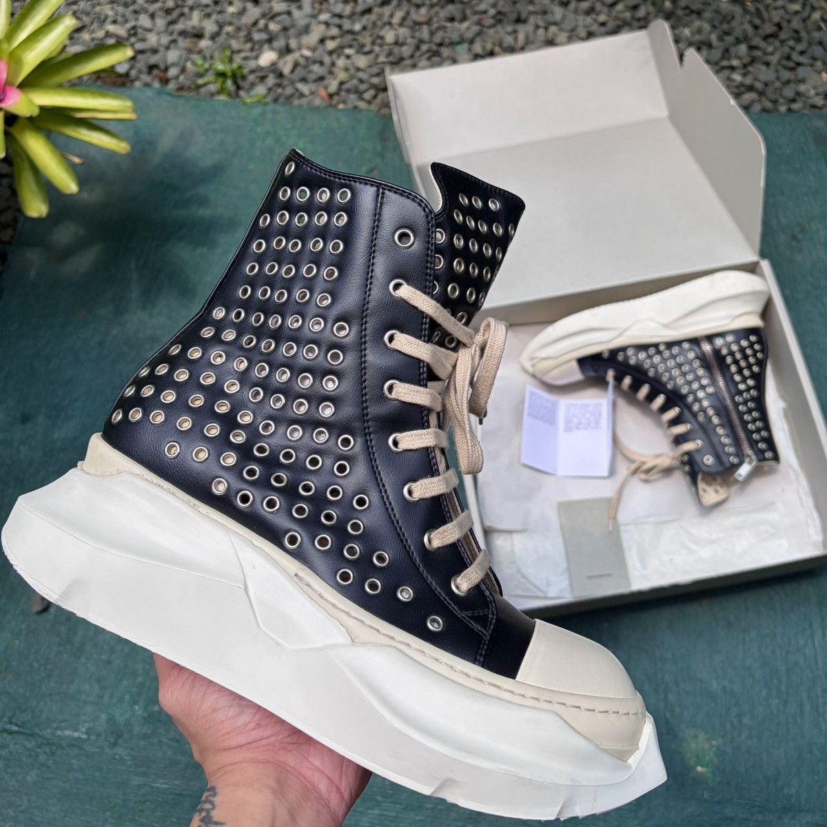 Rick Owens Drkshdw Rick Owens DRKSHDW Abstract Gimp Eyelets Ramones High Size US 8 / EU 41 - 2 Thumbnail