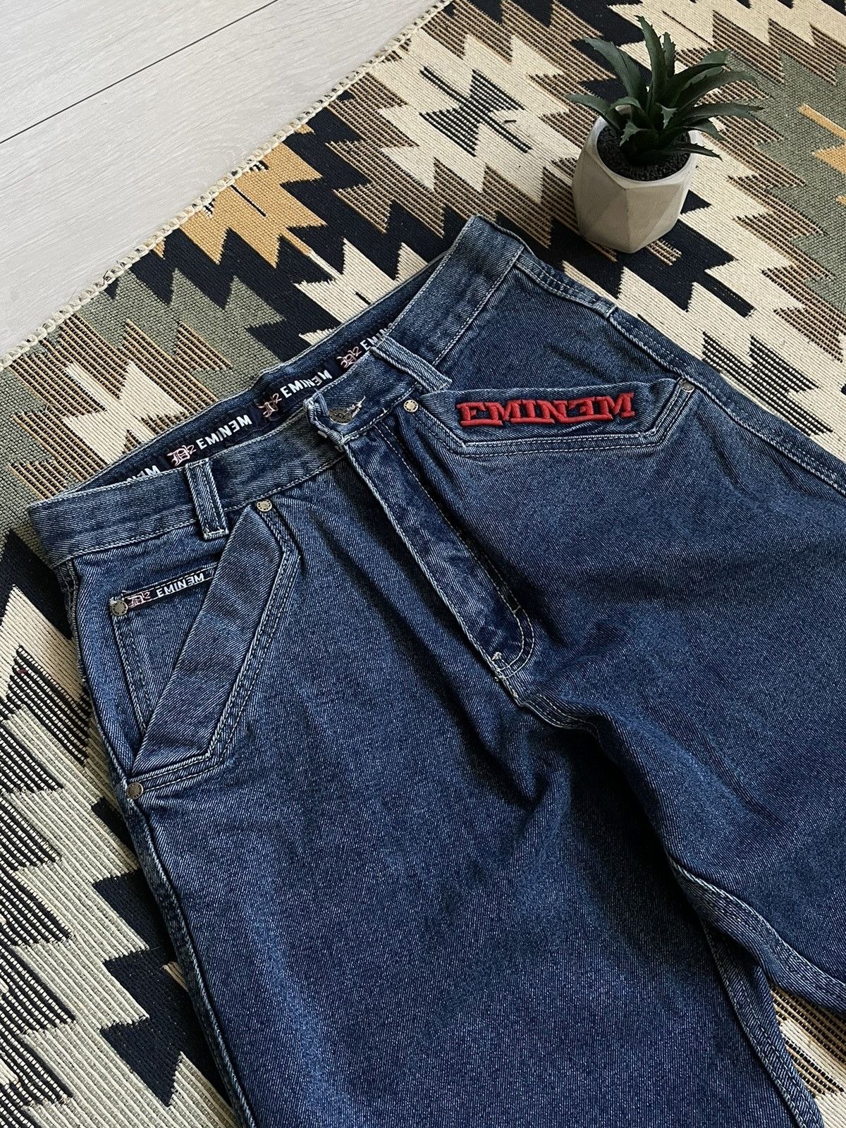 JNCO Vintage Eminem USA Rap Big Logo Denim Jeans Size US 30 / EU 46 - 10 Thumbnail