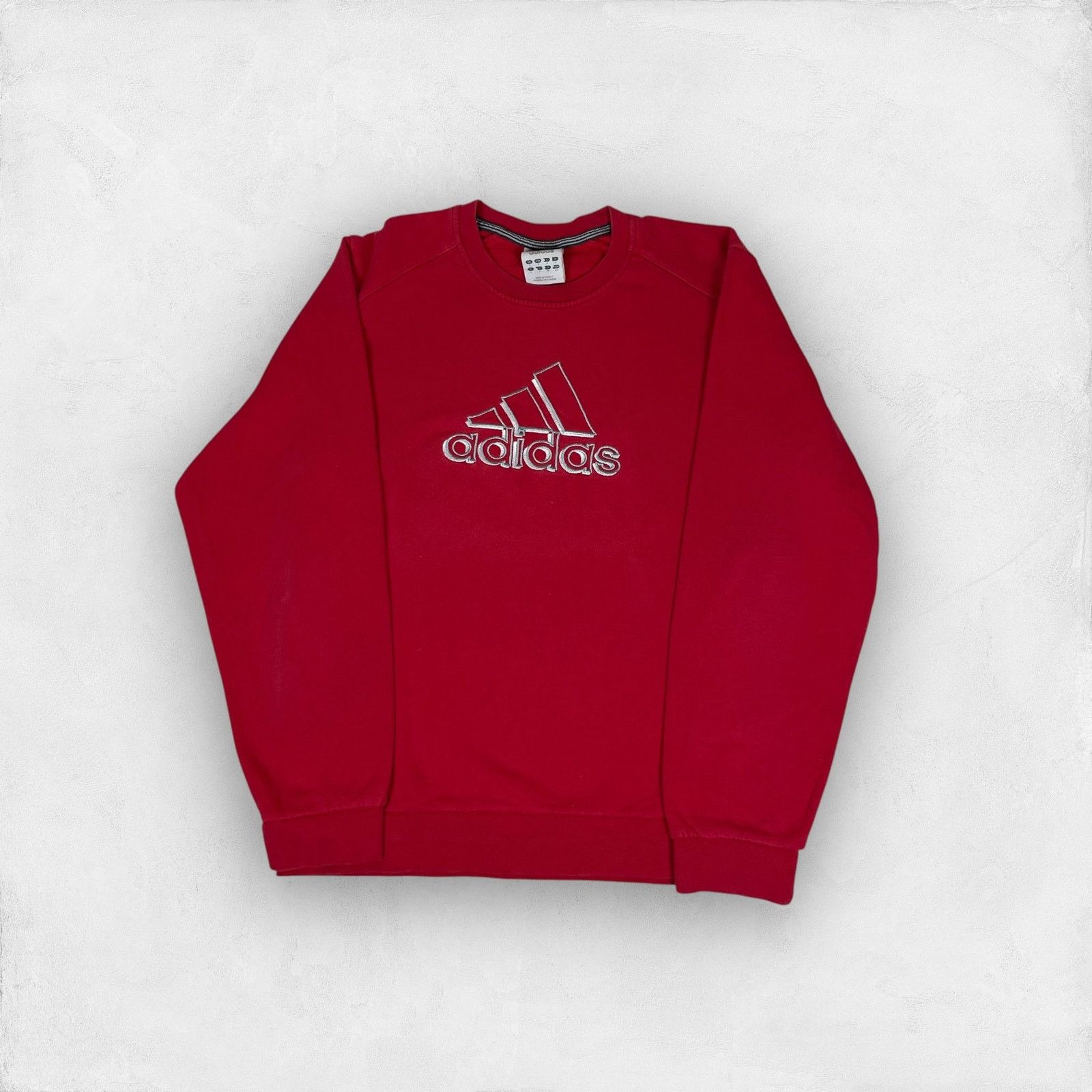 Adidas × Vintage Adidas Men's Red 3-Stripes Trefoil Fleece Lined Sweatshirt S Size US S / EU 44-46 / 1 - 1 Thumbnail