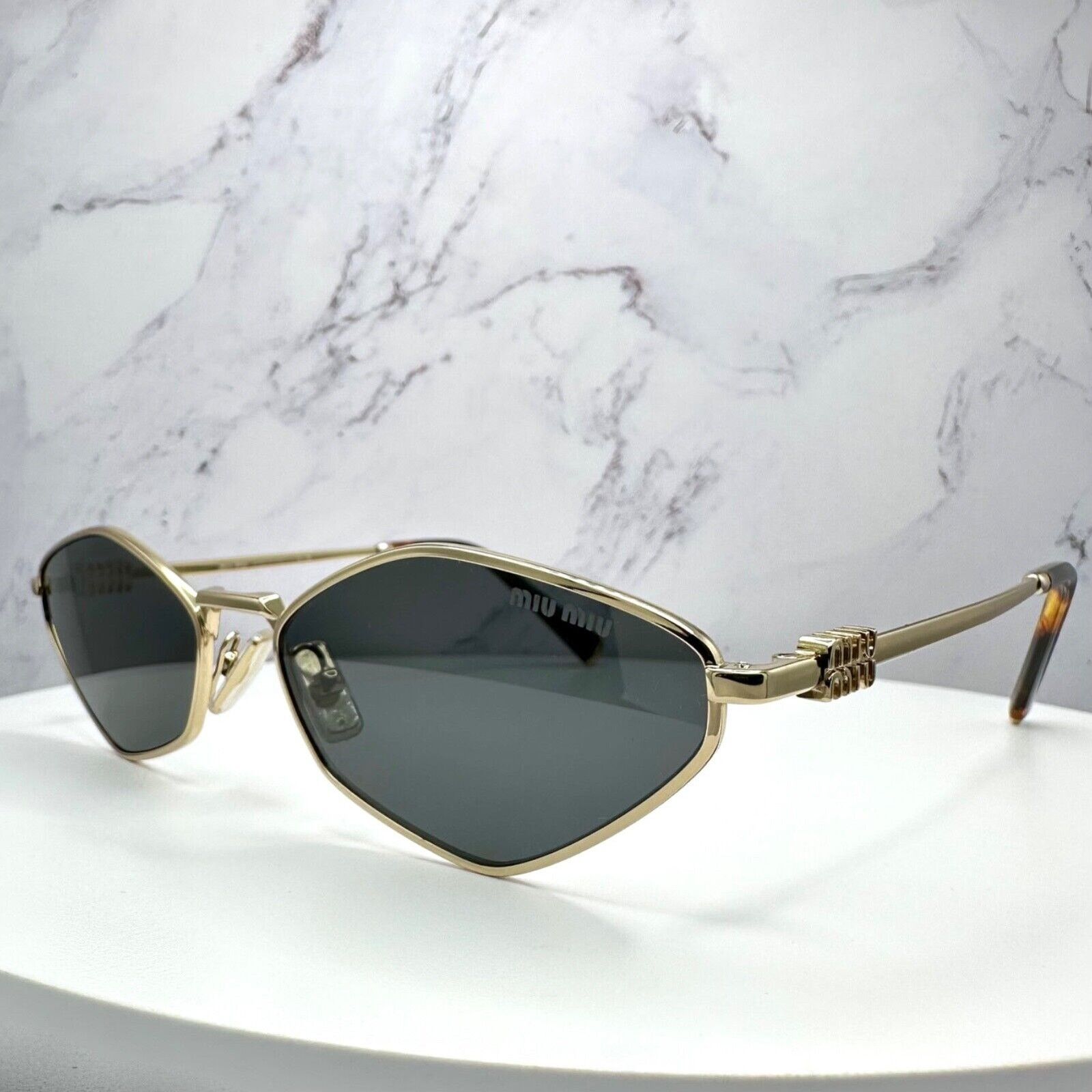 Miu Miu New MIU MIU Runway Hexagon Gold Metal Sunglasses Logo Size ONE SIZE - 20 Thumbnail