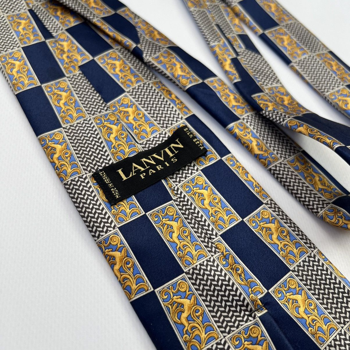 Lanvin Lanvin blue gold silk tie Size ONE SIZE - 1 Thumbnail