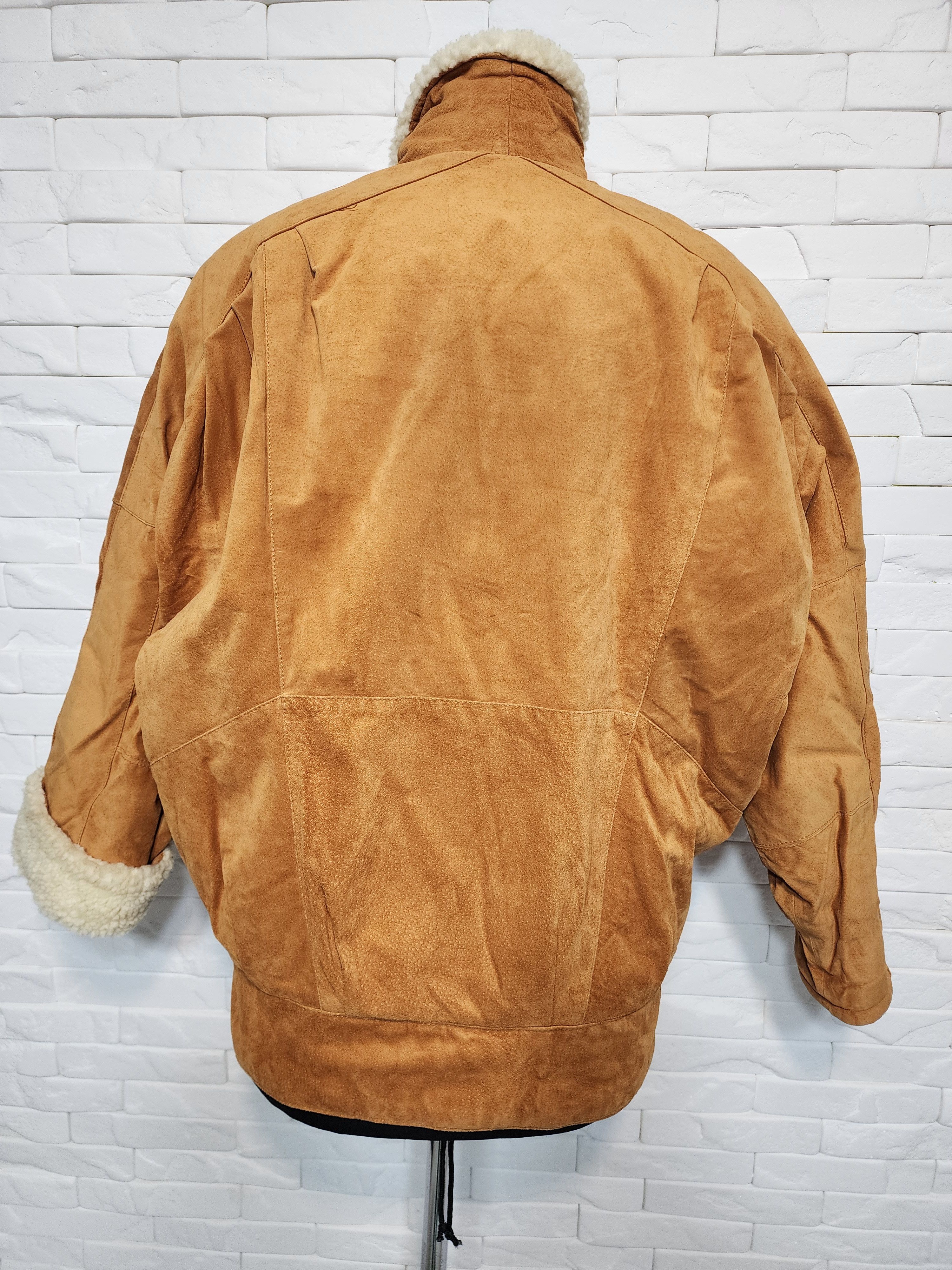 Genuine Leather Brown Women's Fur Jacket: Women's Vintage Button Coat Size M / US 6-8 / IT 42-44 - 5 Thumbnail