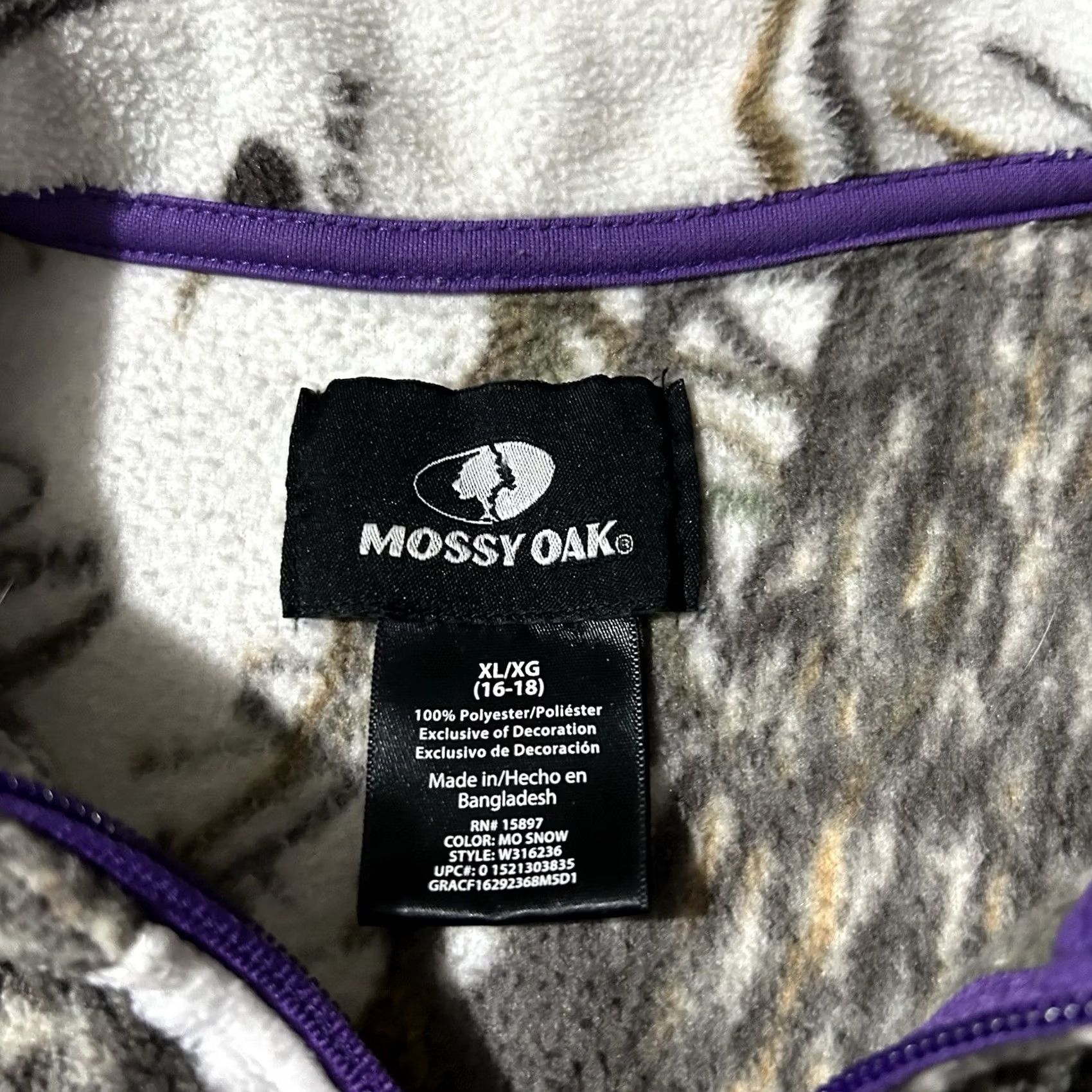 Vintage VINTAGE Mossy Oak Camouflage Fleece Jacket White Purple XL Women’s Jacket Size XL / US 12-14 / IT 48-50 - 3 Thumbnail