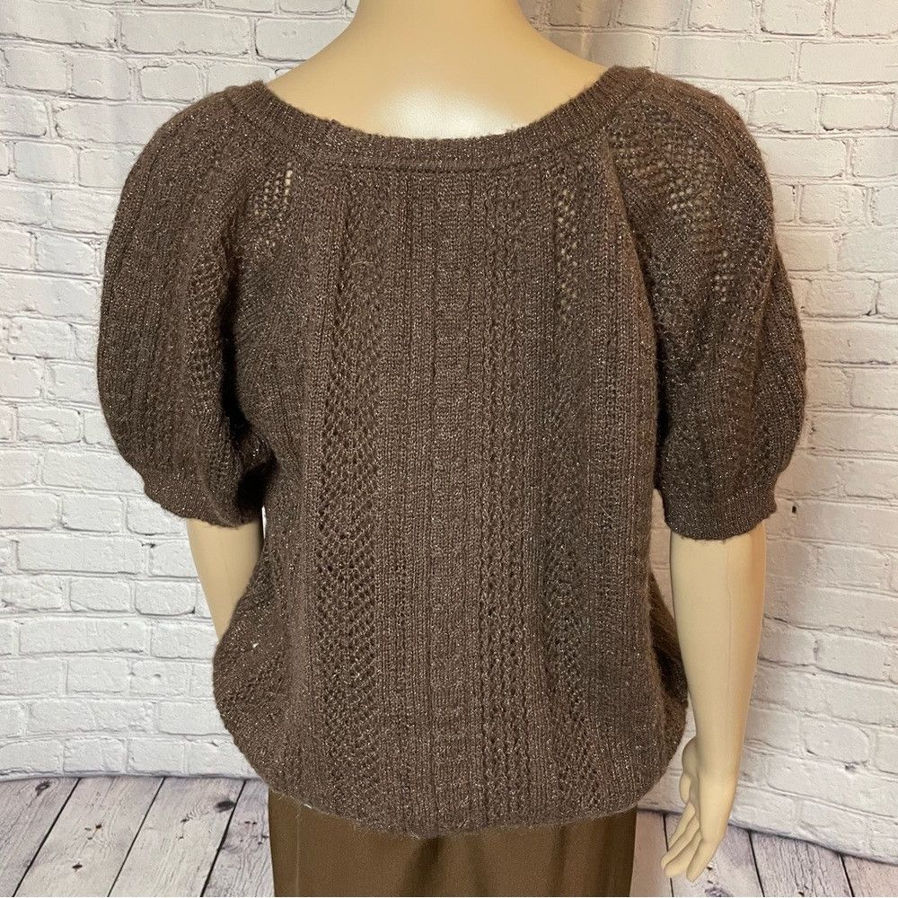 Express Express Design Studio Brown Cable Knit Short Sleeve Mohair Size M / US 6-8 / IT 42-44 - 4 Thumbnail