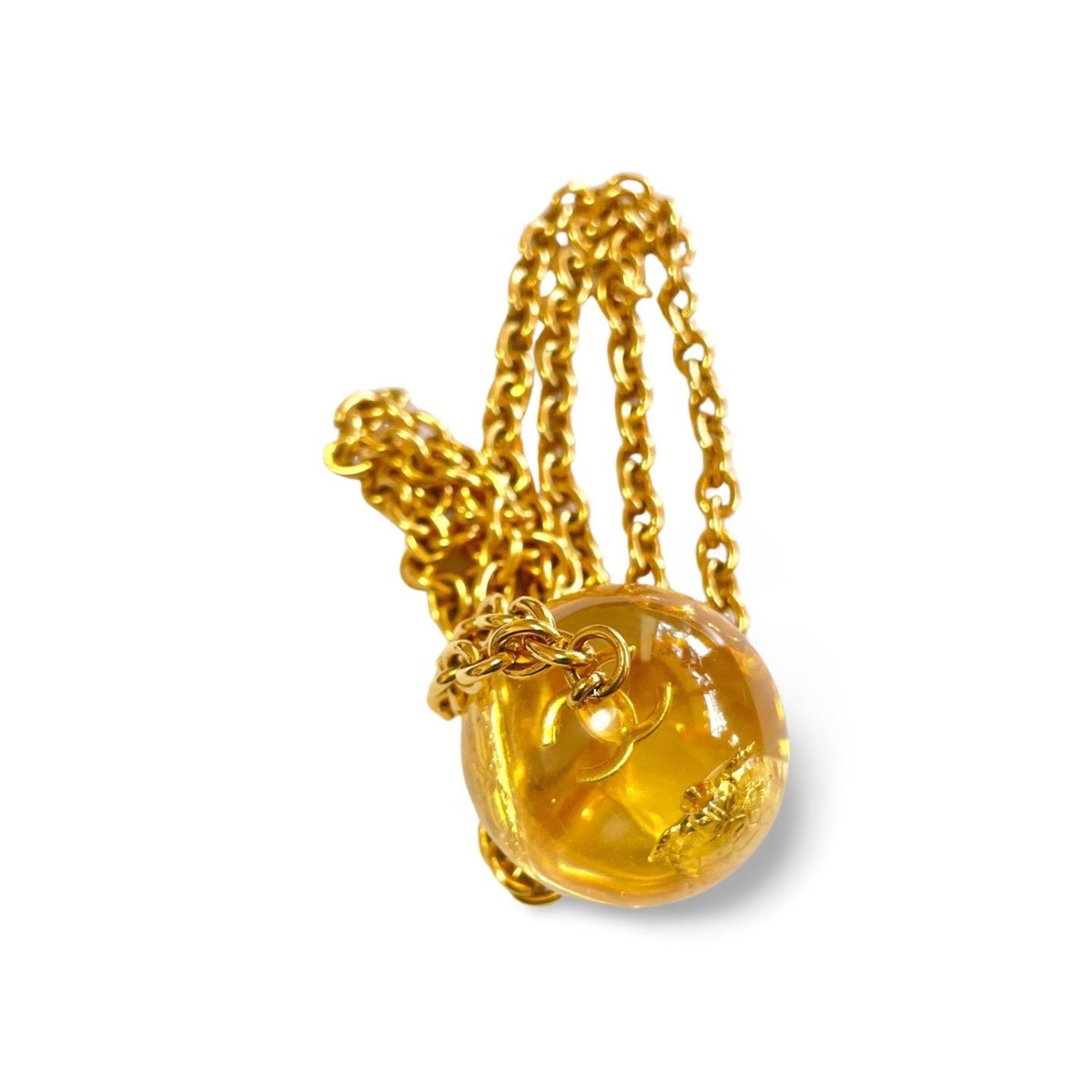 Vintage CHANEL long chain necklace with resin ball top