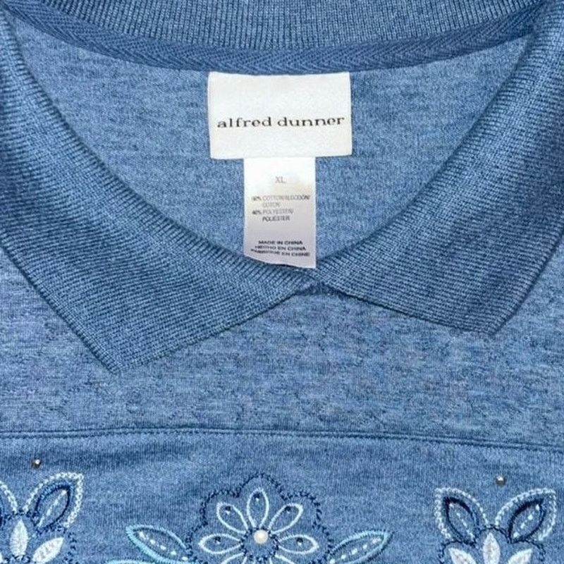 Other NEW Alfred Dunner Blue Floral Embroidered Collar Sweater XL Size XL / US 12-14 / IT 48-50 - 4 Thumbnail