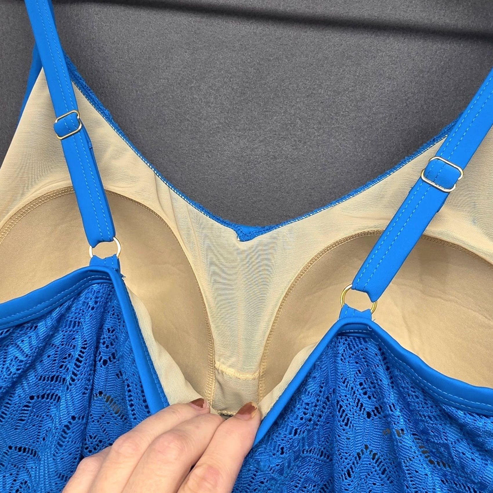 Vintage Swim Suits For All Womens 26 Plus Size Blue Tankini Top Swimwear Size 4XL / US 24-26 - 3 Thumbnail
