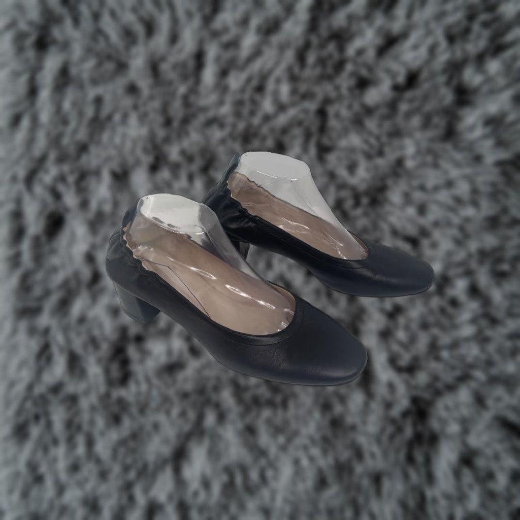 Everlane Italian Leather Block Heel Shoes 2" Comfort Pumps Black Women Size 10