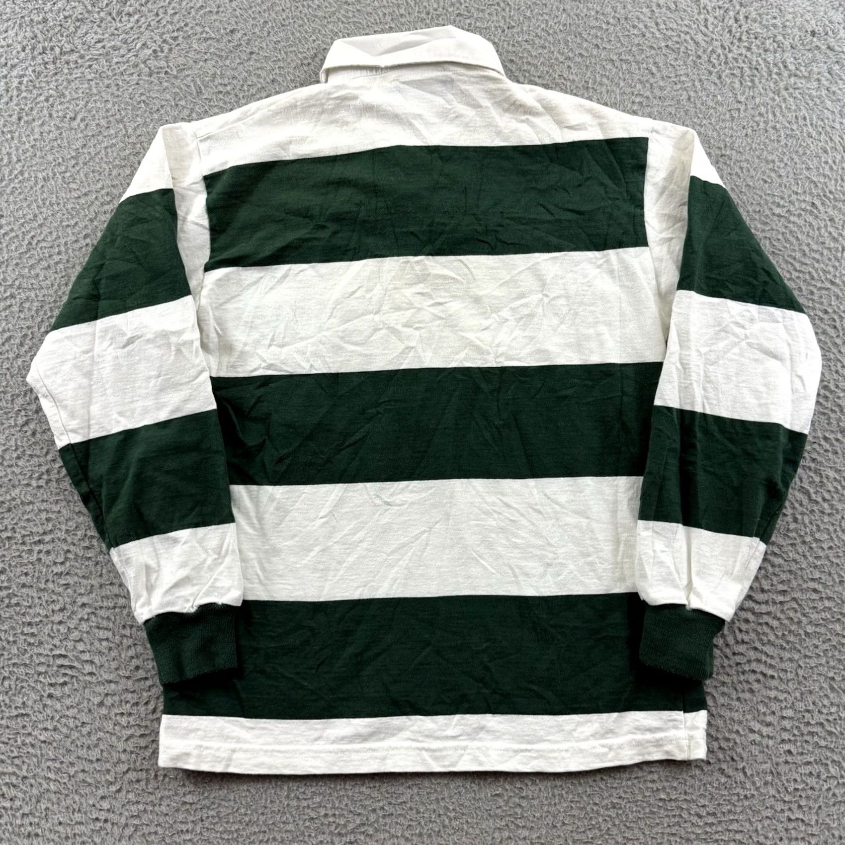 Barbarian VINTAGE Barbarian Polo Shirt Womens Small Green Striped Long Sleeve Button Collar Knit 100% Cotton Regular Size S / US 4 / IT 40 - 7 Thumbnail