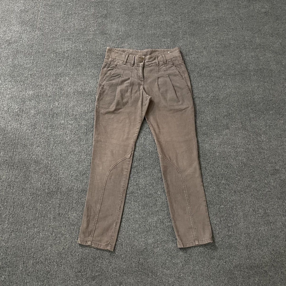 Brunello Cucinelli Slim Fit Riding Panel Cotton Pants Brown