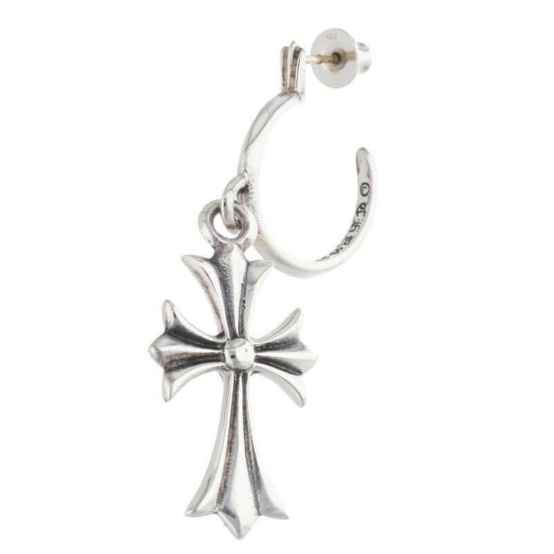 Chrome Hearts Chrome Hearts Tiny CH Cross Hoop Silver Earring Size ONE SIZE - 1 Thumbnail