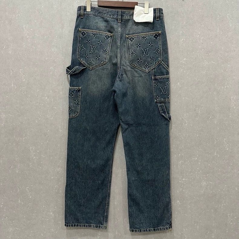 Louis Vuitton Louis Vuitton Denim washed blue patchwork print full Jeans Size US 32 / EU 48 - 2 Thumbnail