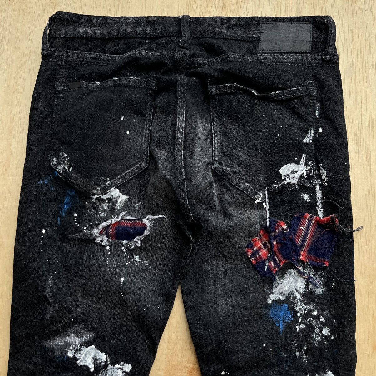 CIVARIZE CIVARIZE BLACK DISTRESSED PATCHWORK PAINT JAPANESE BRAND Size US 30 / EU 46 - 7 Thumbnail