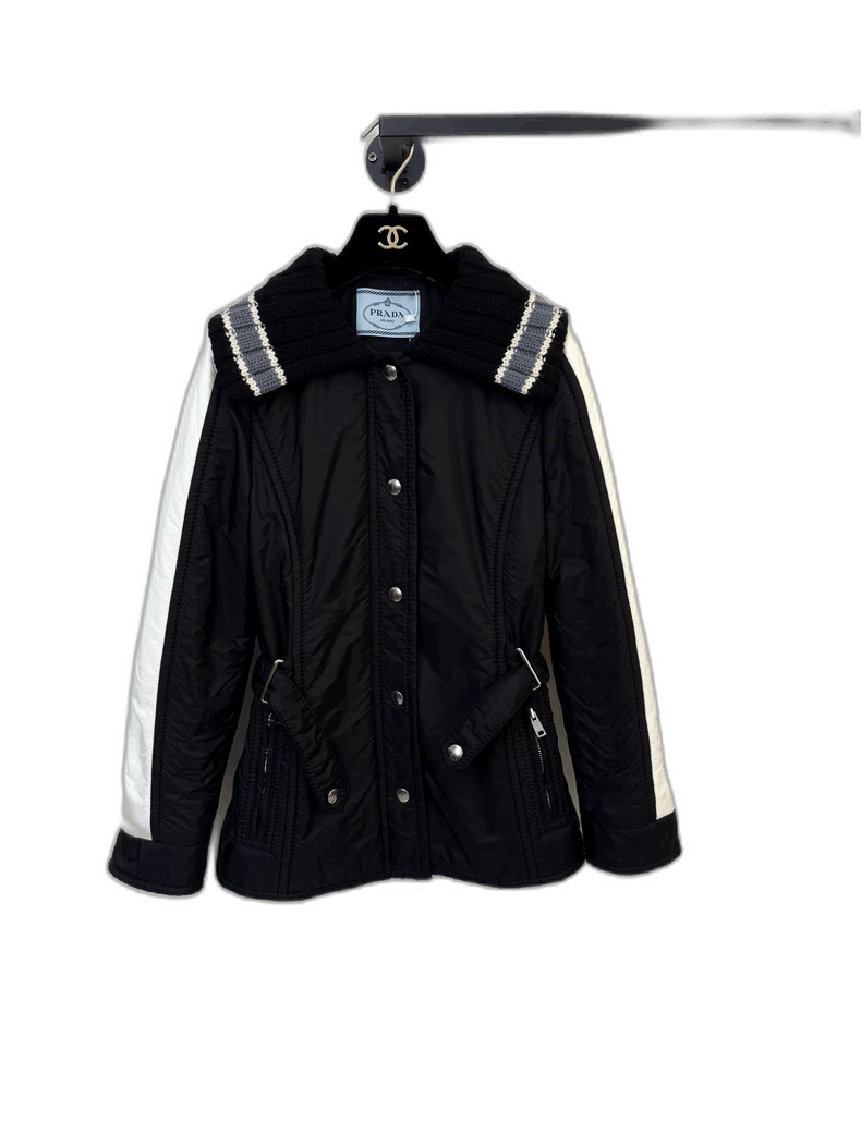 Prada Prada Cotton Jacket with Striped Collar -2505 Size M / US 6-8 / IT 42-44 - 1 Thumbnail