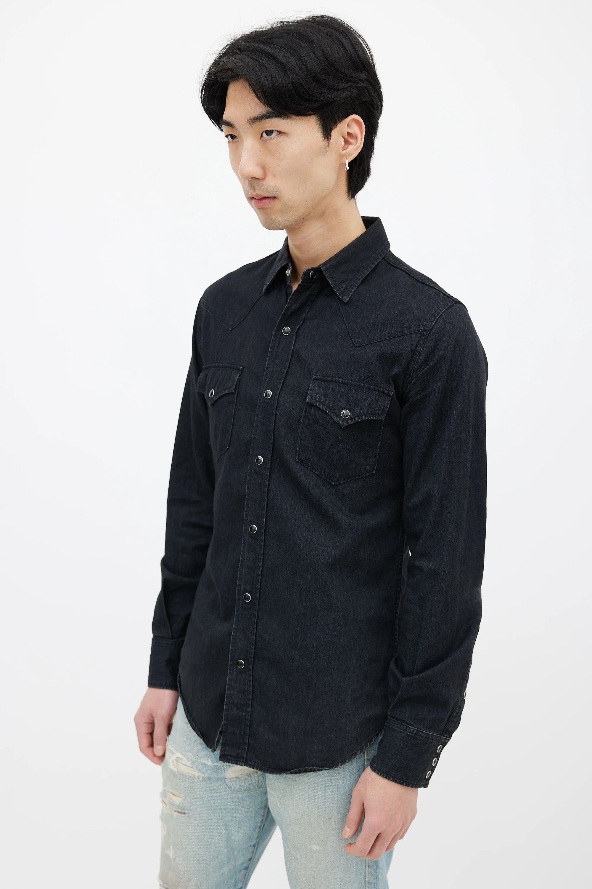 Saint Laurent Paris n/a Saint Laurent Western Shirt - Black Denim Size US M / EU 48-50 / 2 - 3 Thumbnail