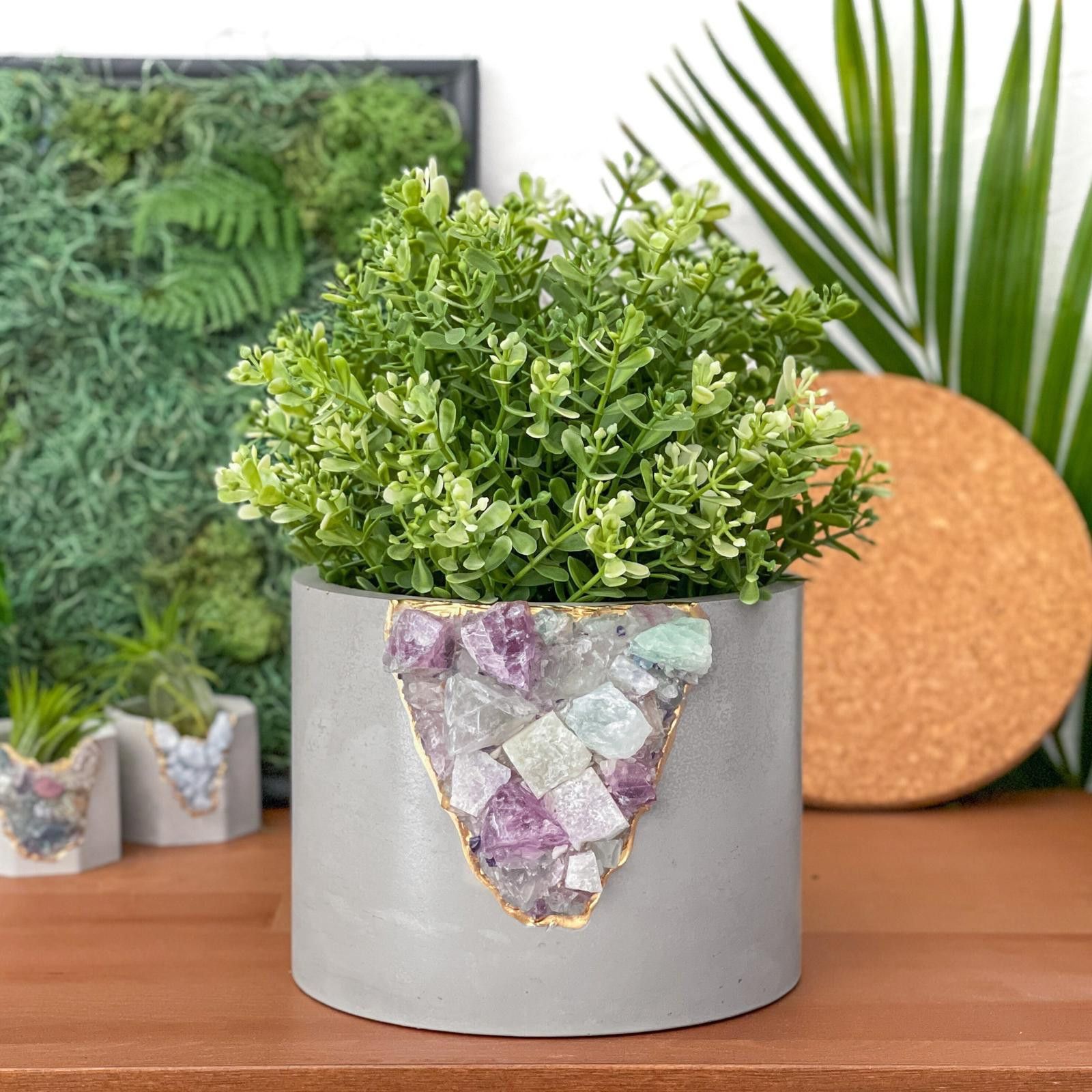 Other Large Geode Planter Big Rainbow Fluorite Crystal Planter Pot Size ONE SIZE - 1 Thumbnail