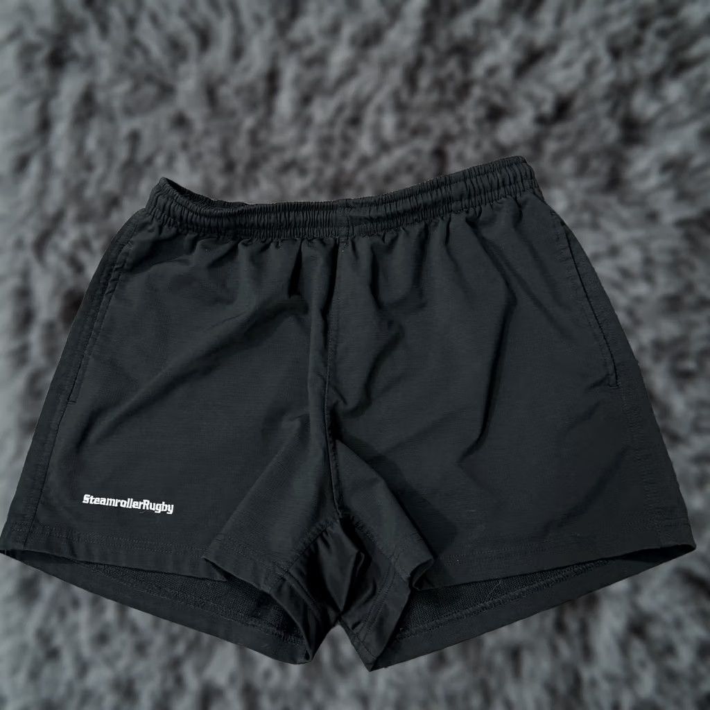 Vintage VINTAGE Steamroller Rugby Shorts Mens Large Black Sport Athletic Stretch Outdoor Slim Athletic Pockets 4 in Inseam Mens Size US 33 - 1 Thumbnail