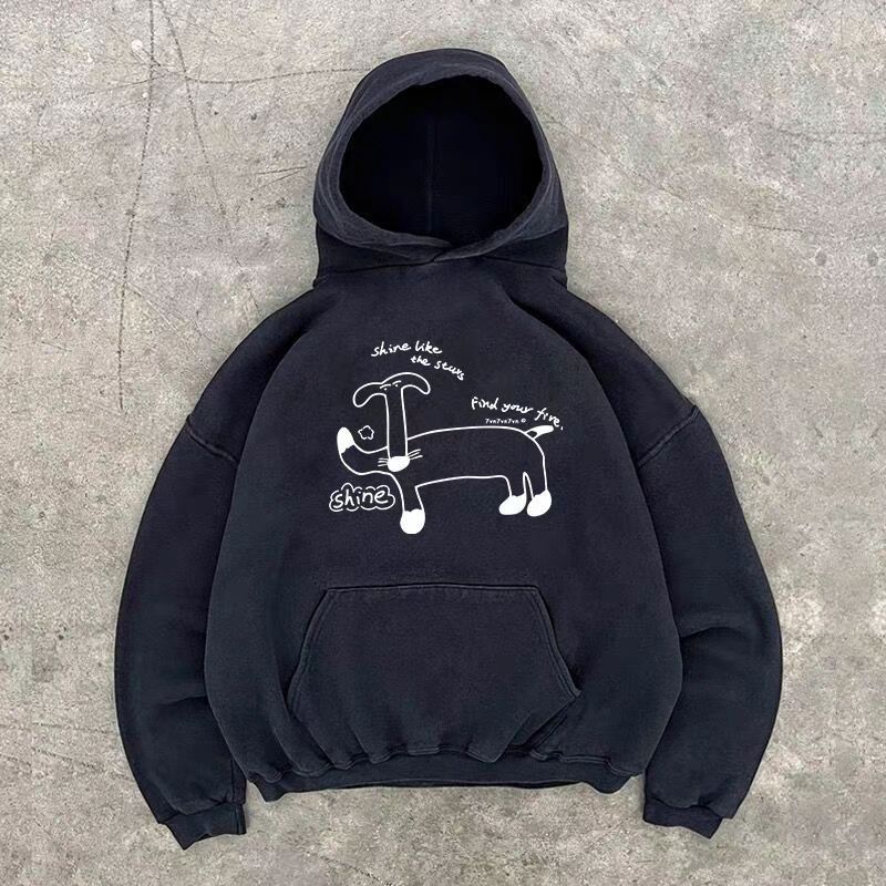 Japanese Brand × Vintage Black casual retro fun puppy pattern hoodie y2k Size US L / EU 52-54 / 3 - 1 Thumbnail