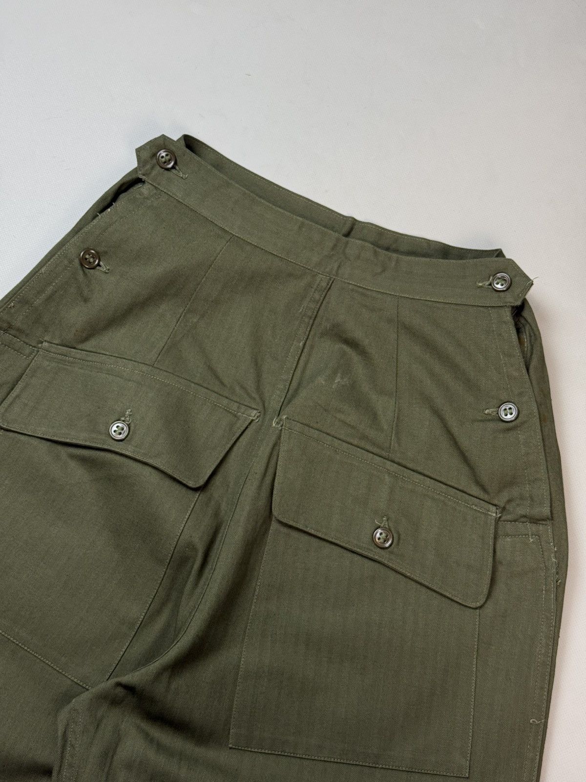 Vintage Original WW2 US Army Corps HBT Herringbone Twill Slack Pants Size 27" / US 4 / IT 40 - 12 Thumbnail