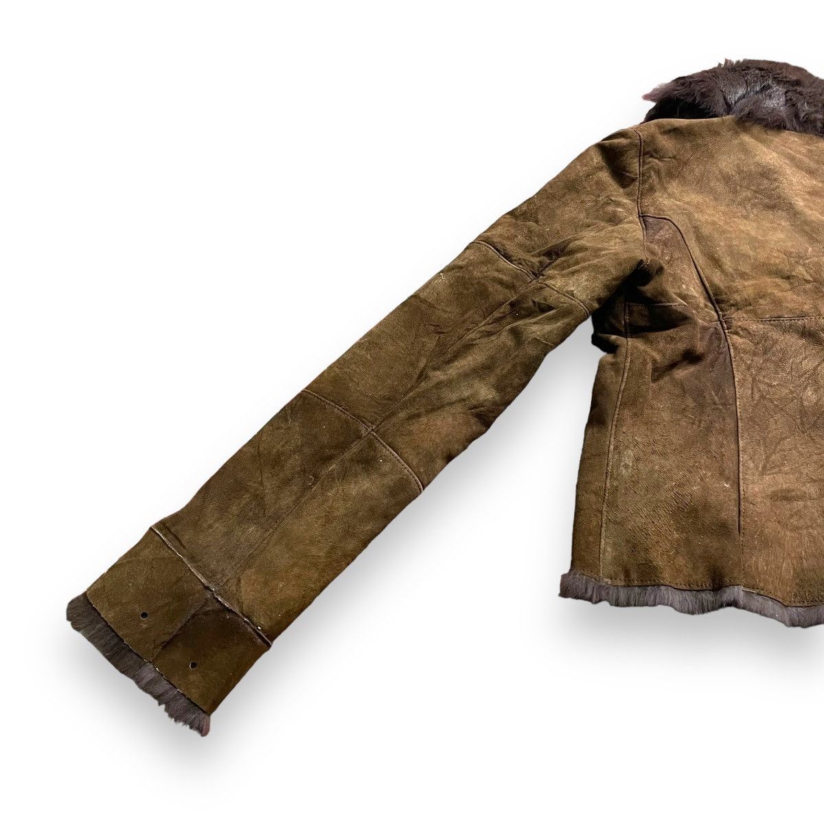 If Six Was Nine VINTAGE SPANISH RABBIT SHEEP LEATHER BLUE FOX FUR JACKET Size M / US 6-8 / IT 42-44 - 13 Thumbnail