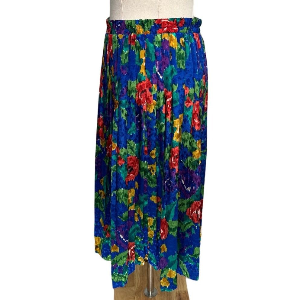 Vintage Vintage abstract floral pleated satin skirt size small S Size 26" / US 2 / IT 38 - 2 Thumbnail