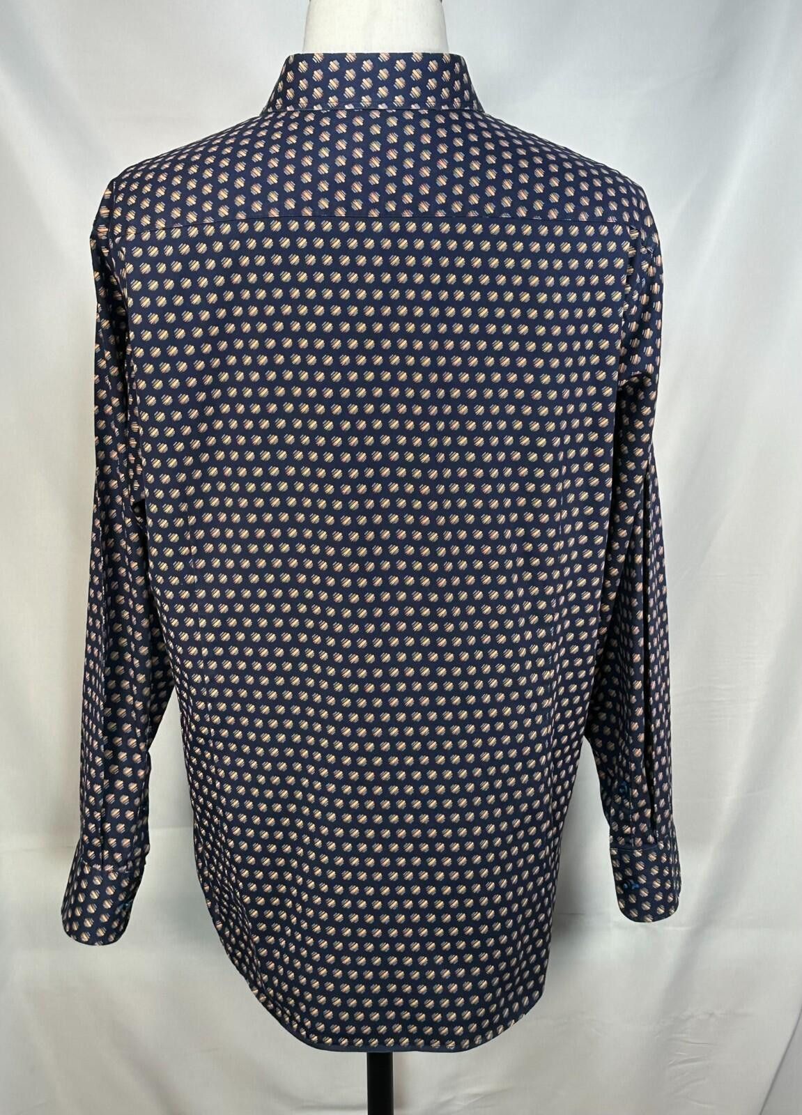 Other Blu by Polifroni 100% Cotton Geometric Button Up Blue Men XL Size US XL / EU 56 / 4 - 2 Thumbnail