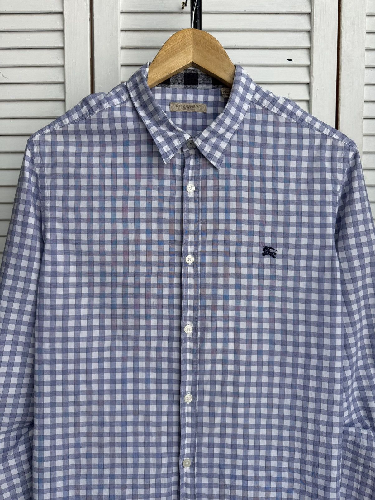 Burberry Burberry Brit Check Shirt Blue White Embroidered Logo Size US M / EU 48-50 / 2 - 5 Thumbnail