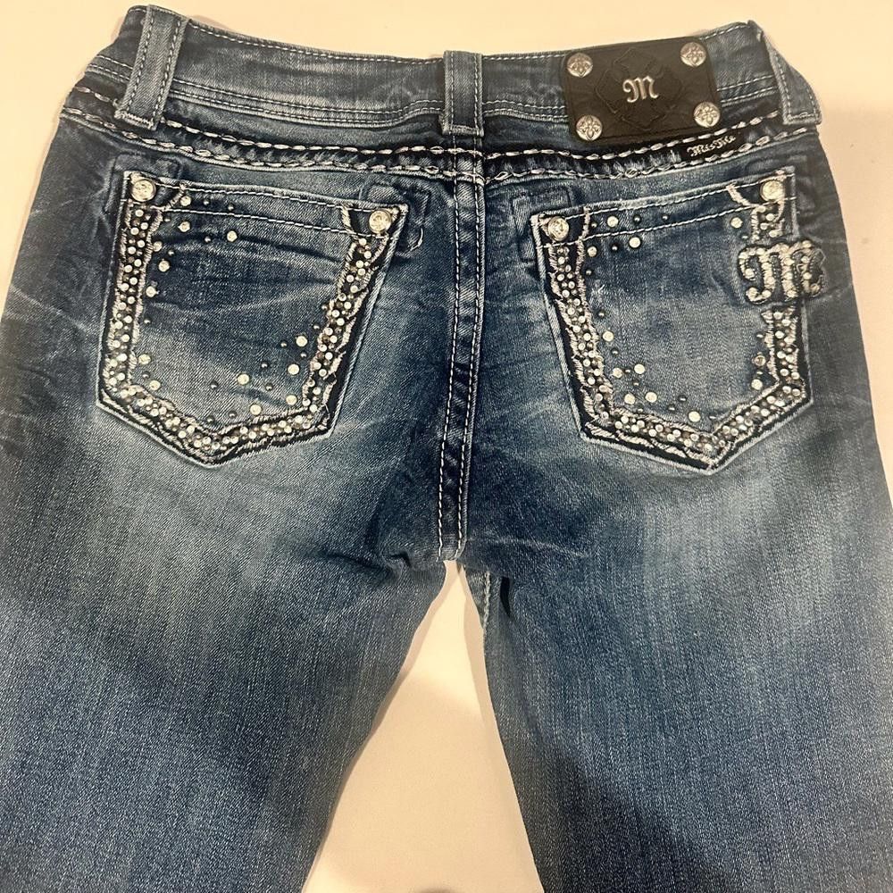 Designer Miss Me Embellished Crystal Signature Boot Cut Jeans 28 Size 28" / US 6 / IT 42 - 6 Thumbnail