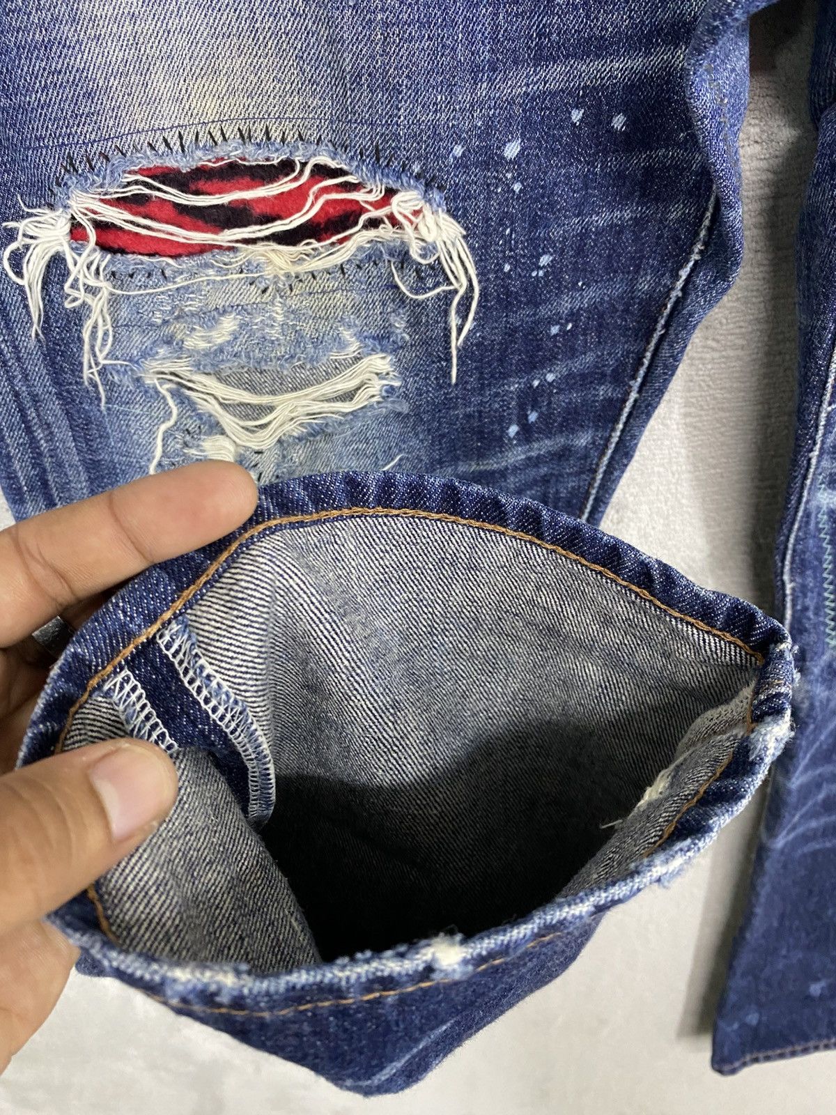 Hysteric Glamour RIPPED🔥RNA SLANG DISTRESSED DENIM UNDERCOVER DESIGN JEANS Size US 32 / EU 48 - 6 Thumbnail