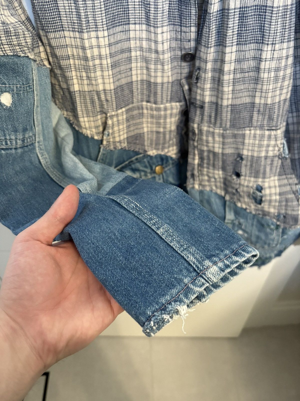 Greg Lauren Greg Lauren 50/50 Ivory Homesfun Flannel Plaid Size US S / EU 44-46 / 1 - 3 Thumbnail