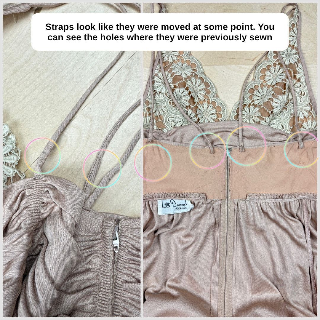 Vintage 1970s Taupe Illusion Floral Lace Strappy Backless Gown Size S / US 4 / IT 40 - 5 Thumbnail