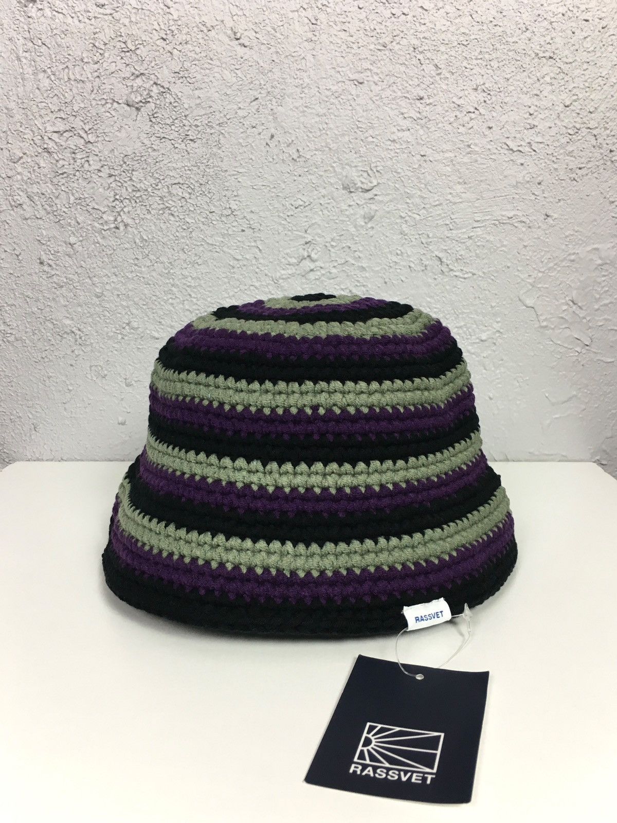 Gosha Rubchinskiy × PACCBET × Vintage bucket hat RASSVET Stiped Knitted y2k vintage hippie cap Size ONE SIZE - 1 Thumbnail