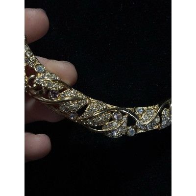 Swarovski Vintage signed swan swarovski purple clear crystal gold to Size ONE SIZE - 3 Thumbnail