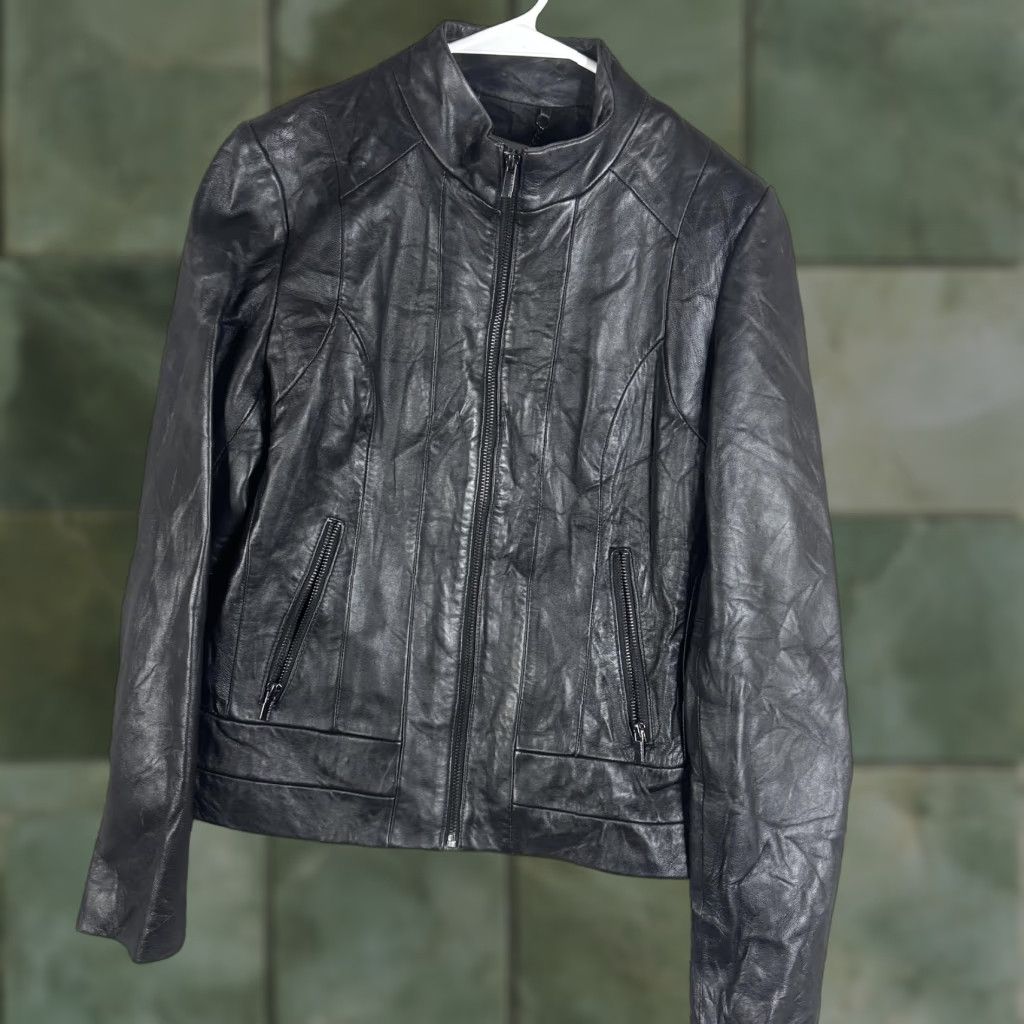 Vintage Wilsons Leather Jacket Womens Medium Black Genuine Leather Full Zip Pockets Size M / US 6-8 / IT 42-44 - 1 Thumbnail