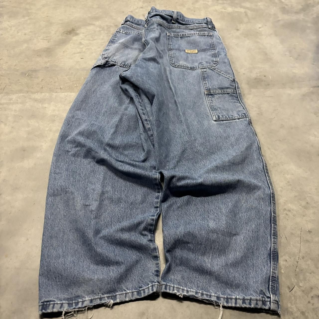 Japanese Brand × Vintage Crazy Vintage Y2K/2000s Baggy Faded Light Wash Distressed Skater Carpenter Denim Jeans! Size US 40 / EU 56 - 4 Thumbnail