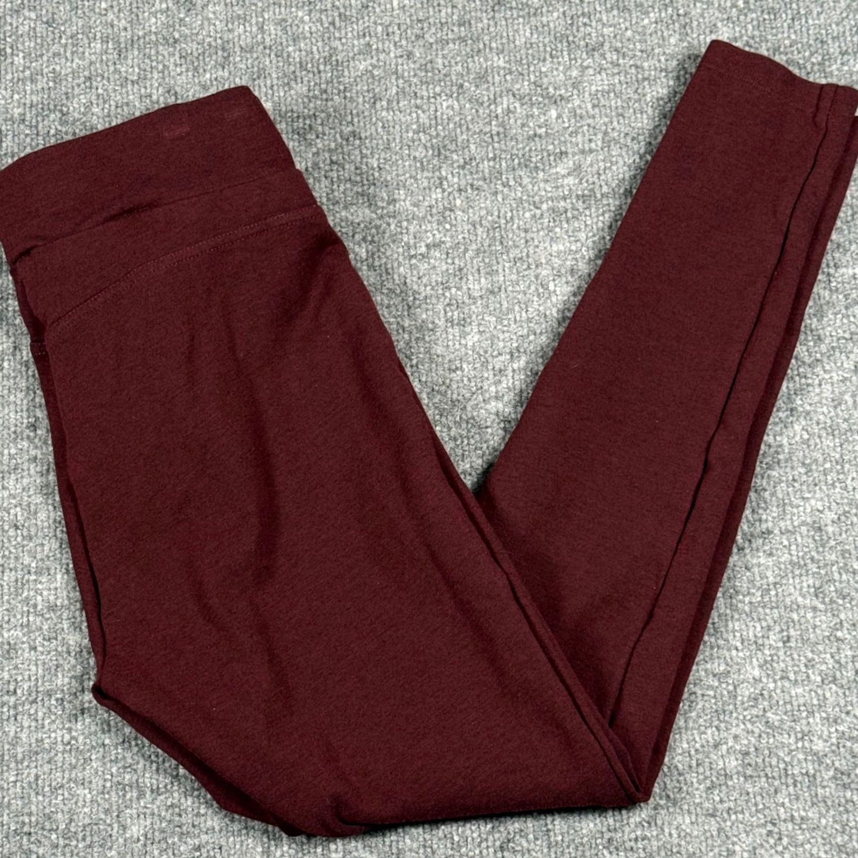 Loft LOFT Leggings Ankle S MID Rise Textured Knit Ponte Burgundy Red Women S Stretch Elastic Waist Casual Activewear Fall Winter Spring Mens Womens Size 28" / US 6 / IT 42 - 2 Thumbnail