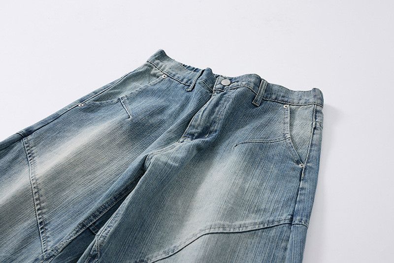 Jean American street men's retro patchwork casual curved jeans Size US 32 / EU 48 - 3 Thumbnail