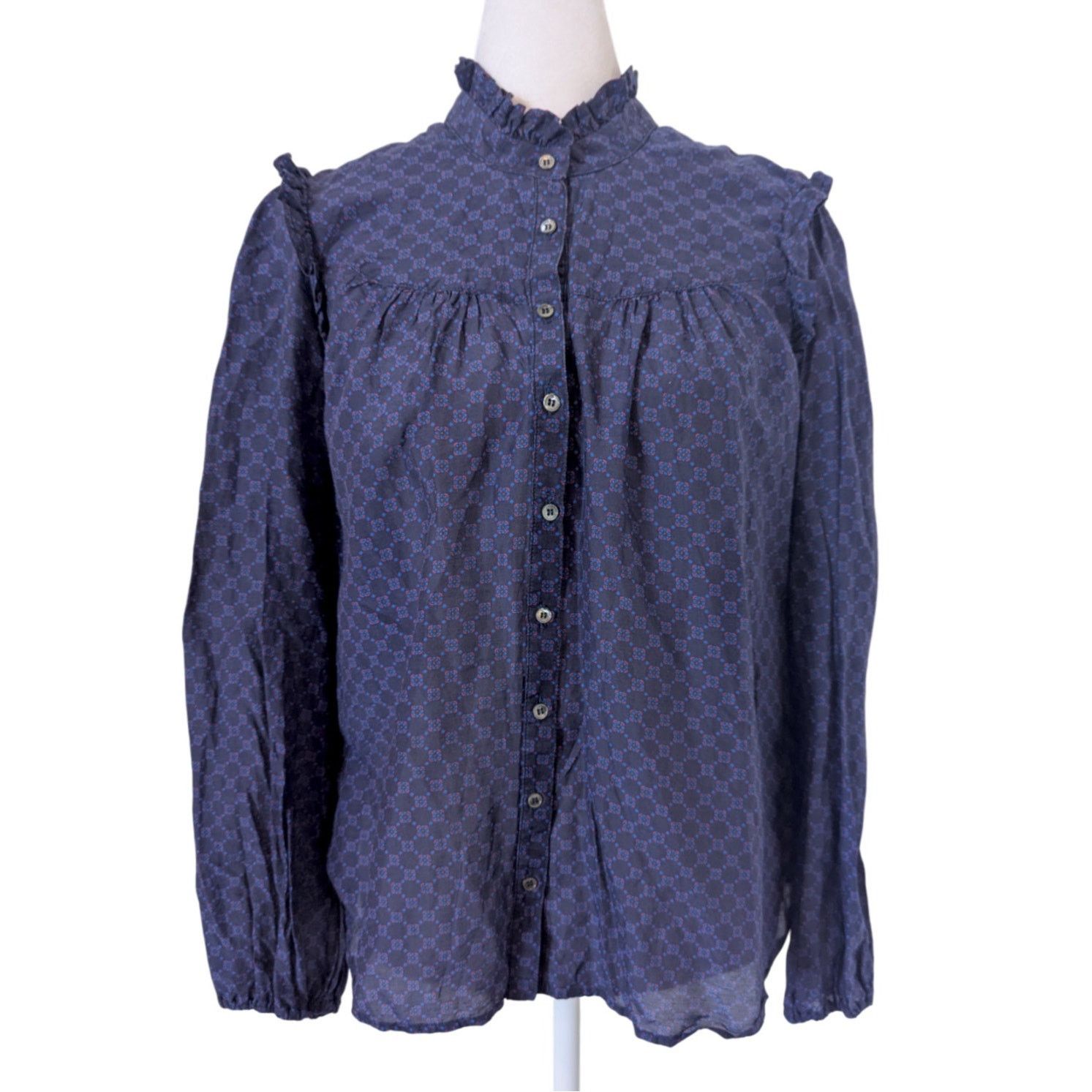 Xirena XiRena Ryleigh Purple Floral Ruffle Button Up Blouse XS Size XS / US 0-2 / IT 36-38 - 2 Thumbnail