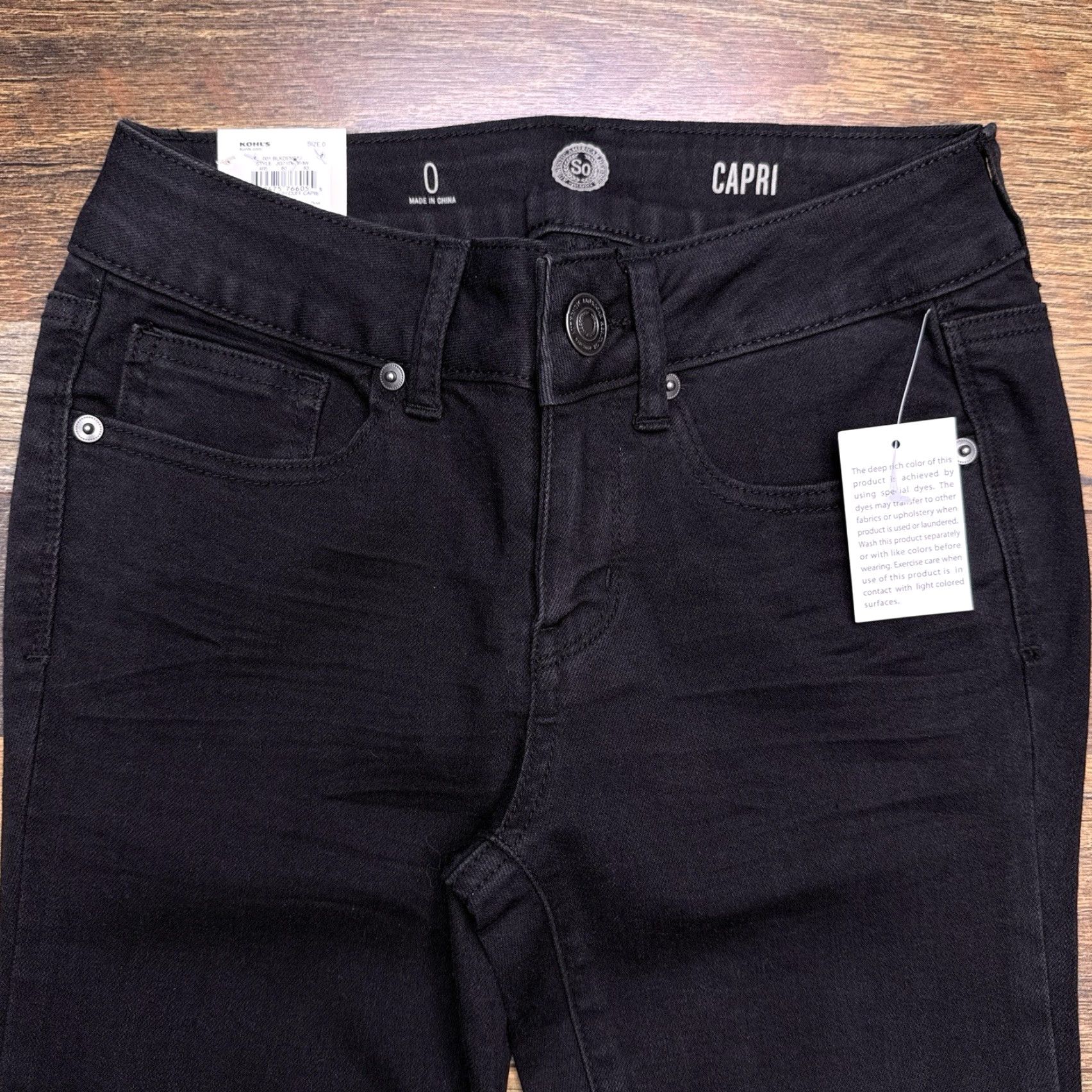 Vintage SO Capri Jeans Womens Black 0 Low Rise Stretch Cuffed Super Soft New Size 25" / US 0 / IT 36 - 3 Thumbnail